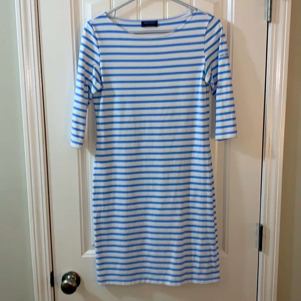 Blue and white striped Saint James sheath dress